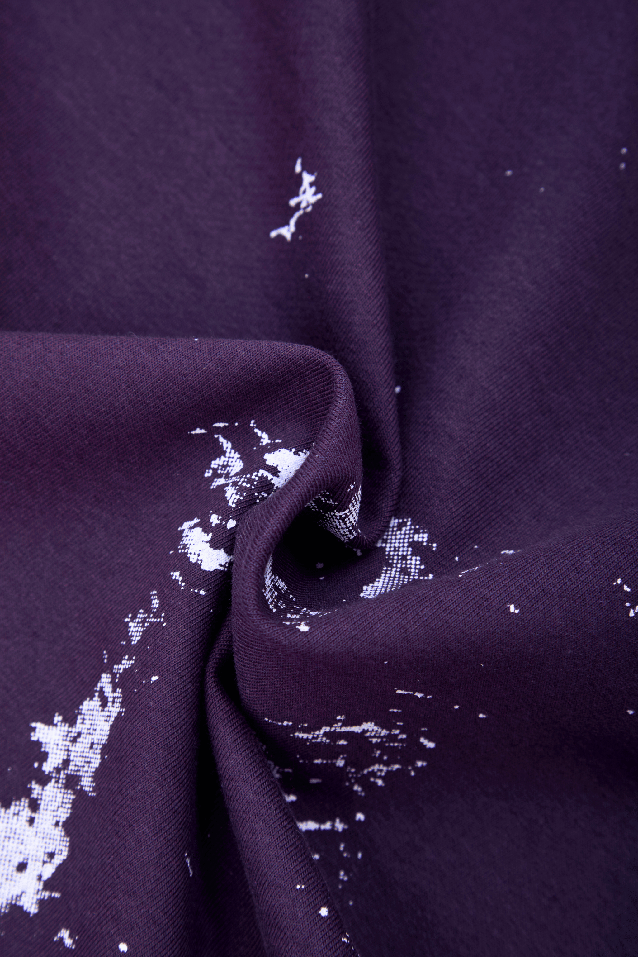 Auraa Floral Harmony - Embroidered T-Shirt (Purple)