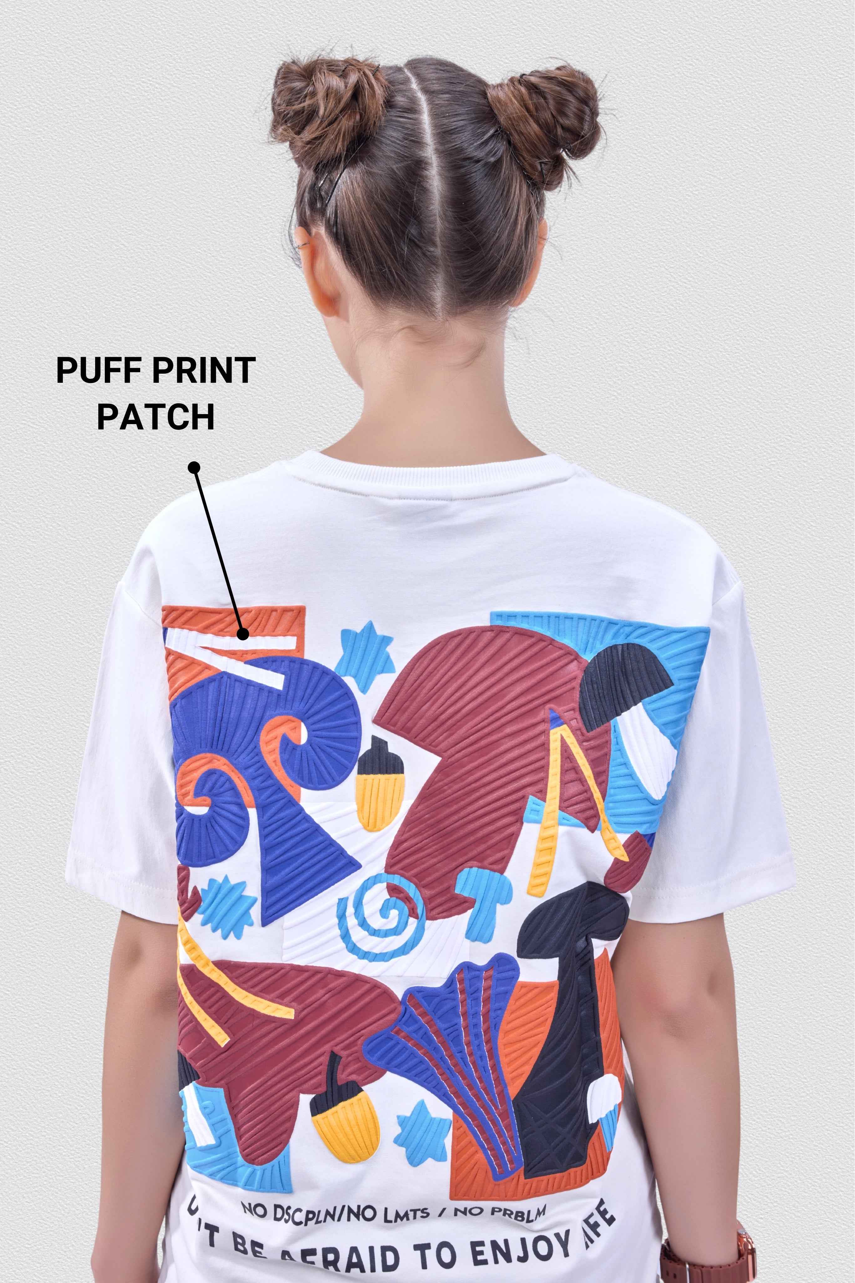 Auraa Limitless - 3D Textured Graphic Round Neck T-Shirt (Off-White)