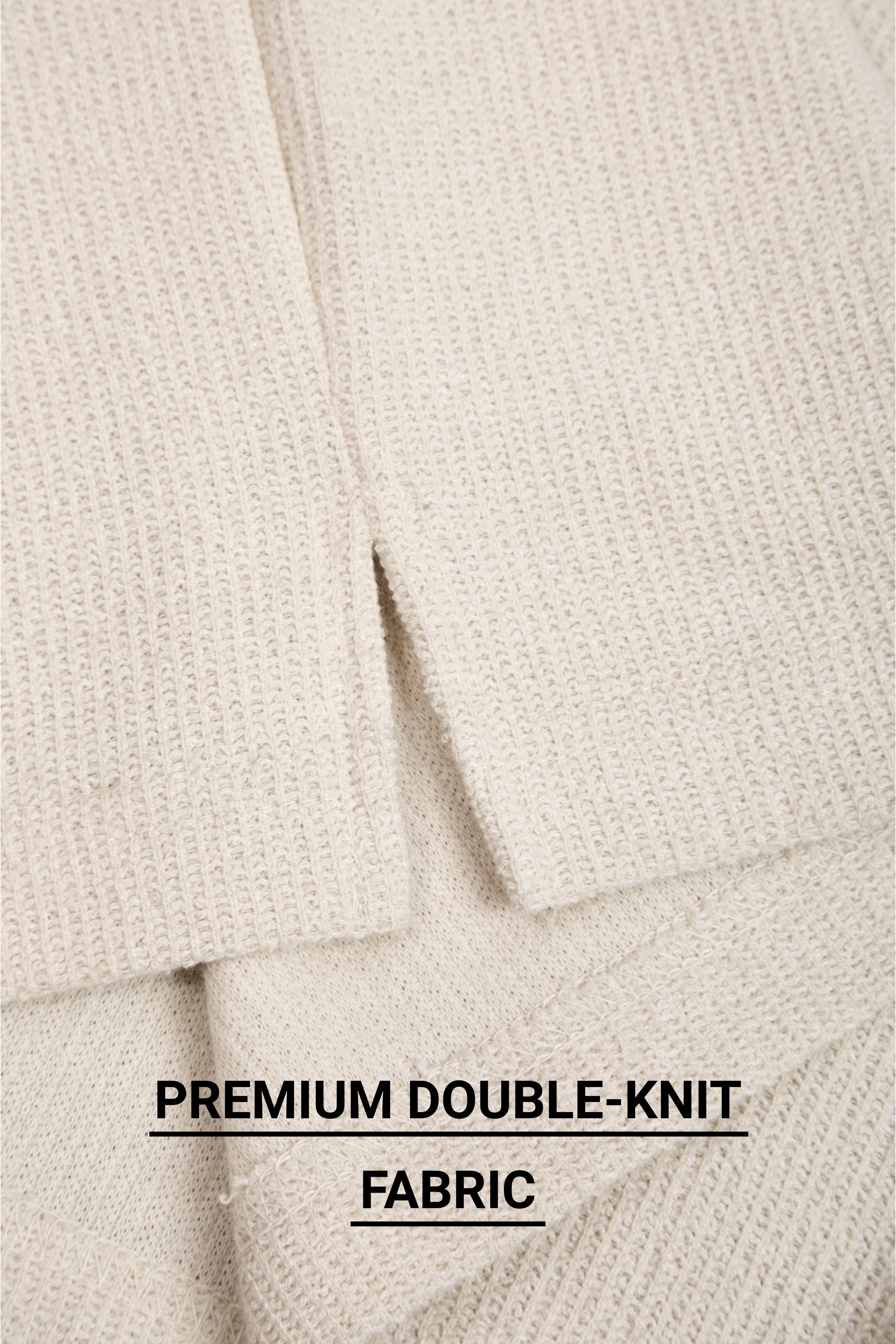 Auraa MVP - Textured & Embroidered Notch Neck T-Shirt (Cream)