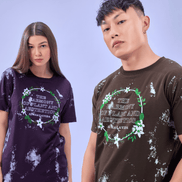 Auraa Floral Harmony - Embroidered T-Shirt (Purple)