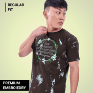 Auraa Floral Harmony - Embroidered T-Shirt (Brown)