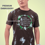 Auraa Floral Harmony - Embroidered T-Shirt (Brown)