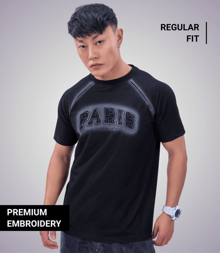 Auraa Paris Halo - Premium Embroidered T-Shirt (Black)