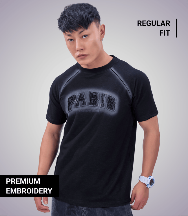 Auraa Paris Halo - Premium Embroidered T-Shirt (Black)