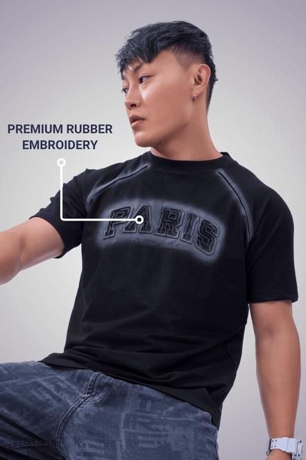 Auraa Paris Halo - Premium Embroidered T-Shirt (Black)