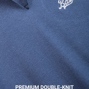 Auraa MVP - Textured & Embroidered Notch Neck T-Shirt (Blue)