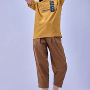 Auraa DenEase - Round Neck Oversized Denim T-Shirt (Gold)