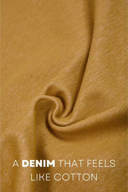 Auraa DenEase - Round Neck Oversized Denim T-Shirt (Gold)