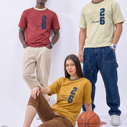 Auraa DenEase - Round Neck Oversized Denim T-Shirt (Gold)