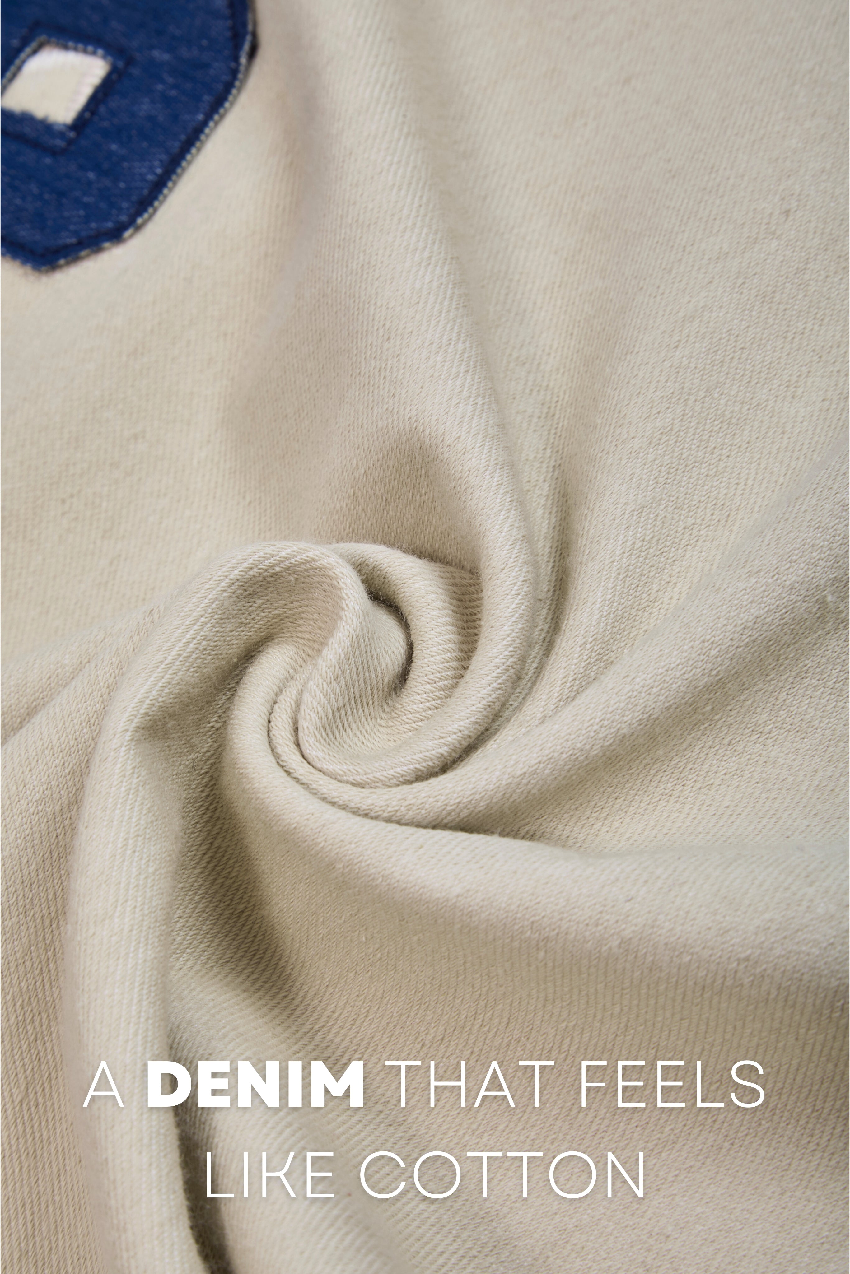 Auraa DenEase - Round Neck Oversized Denim T-Shirt (Off-White)