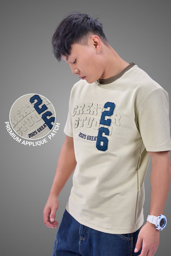 Auraa DenEase - Round Neck Oversized Denim T-Shirt (Off-White)