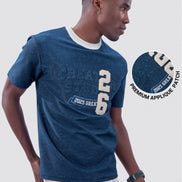 Auraa DenEase - Round Neck Oversized Denim T-Shirt (Blue)