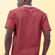 Auraa DenEase - Round Neck Oversized Denim T-Shirt (Red)