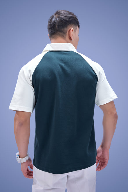 Auraa Signature Raglan - Oversized Zip Polo (Navy)