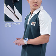 Auraa Signature Raglan - Oversized Zip Polo (Navy)