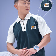 Auraa Signature Raglan - Oversized Zip Polo (Navy)