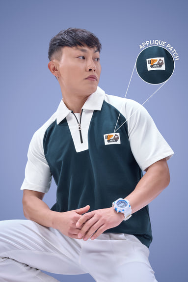 Auraa Signature Raglan - Oversized Zip Polo (Navy)