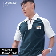 Auraa Signature Raglan - Oversized Zip Polo (Navy)