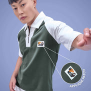 Auraa Signature Raglan - Oversized Zip Polo (Green)