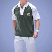 Auraa Signature Raglan - Oversized Zip Polo (Green)
