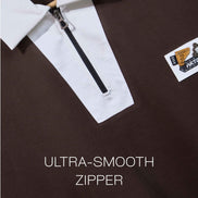 Auraa Signature Raglan - Oversized Zip Polo (Brown)