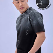 Auraa Urban Canvas - Abstract Paint Splatter Oversized T-Shirt (Black)