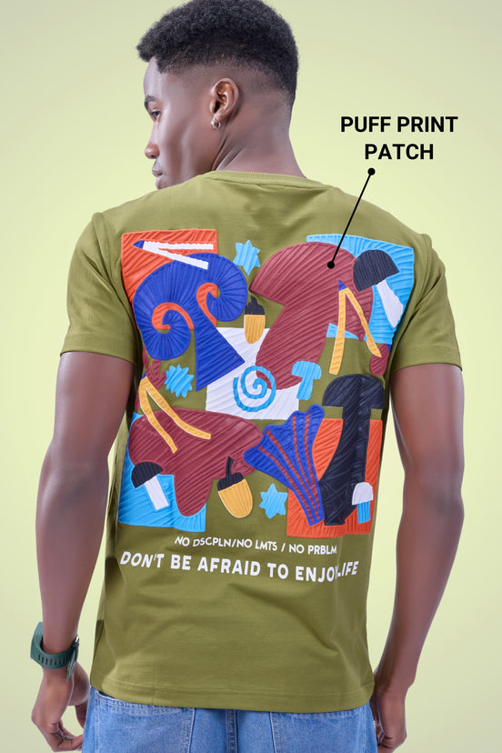 Auraa Limitless - 3D Textured Graphic Round Neck T-Shirt (Green)