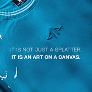 Auraa Urban Canvas - Abstract Paint Splatter Oversized T-Shirt (Blue)