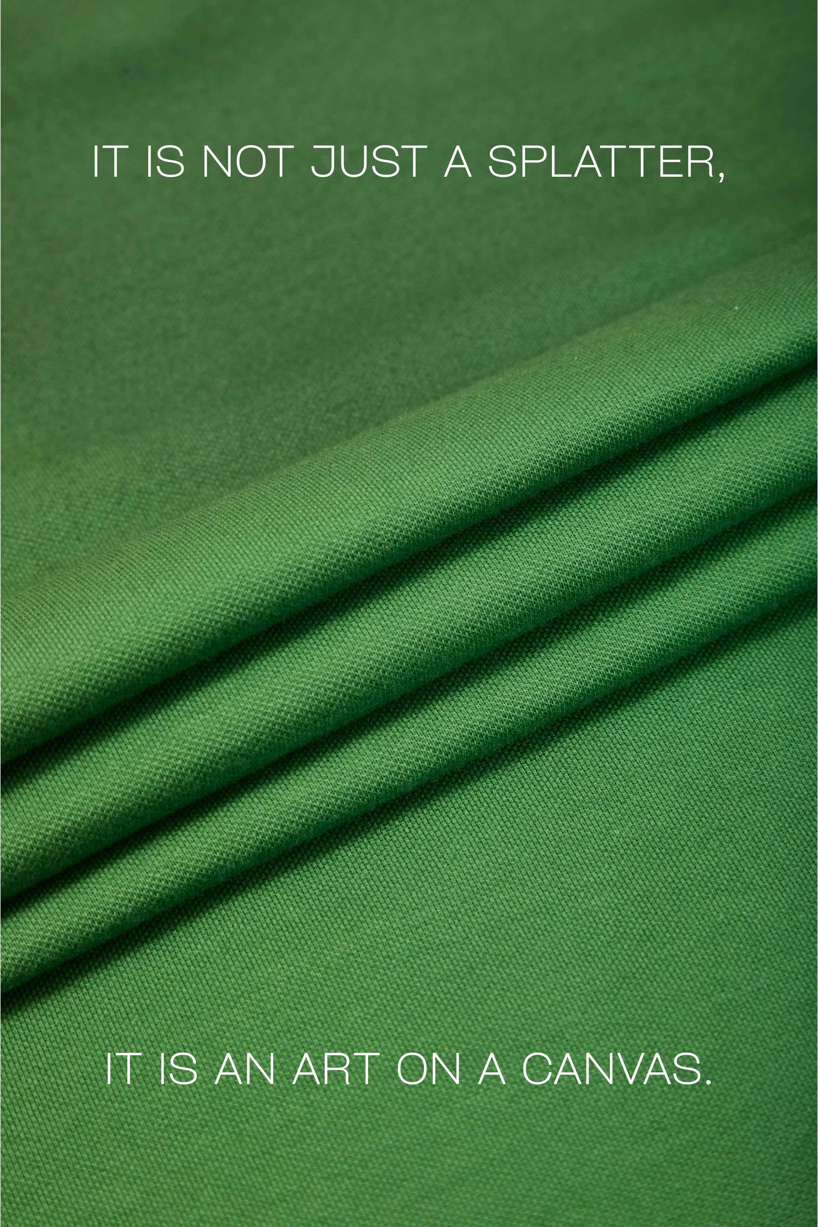 Auraa Urban Canvas - Abstract Paint Splatter Oversized T-Shirt (Green)