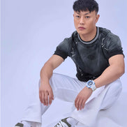 Auraa Urban Canvas - Abstract Paint Splatter Oversized T-Shirt (Black)