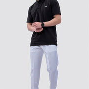 Auraa Everyday Essential - Textured Button-Down Polo (Black)